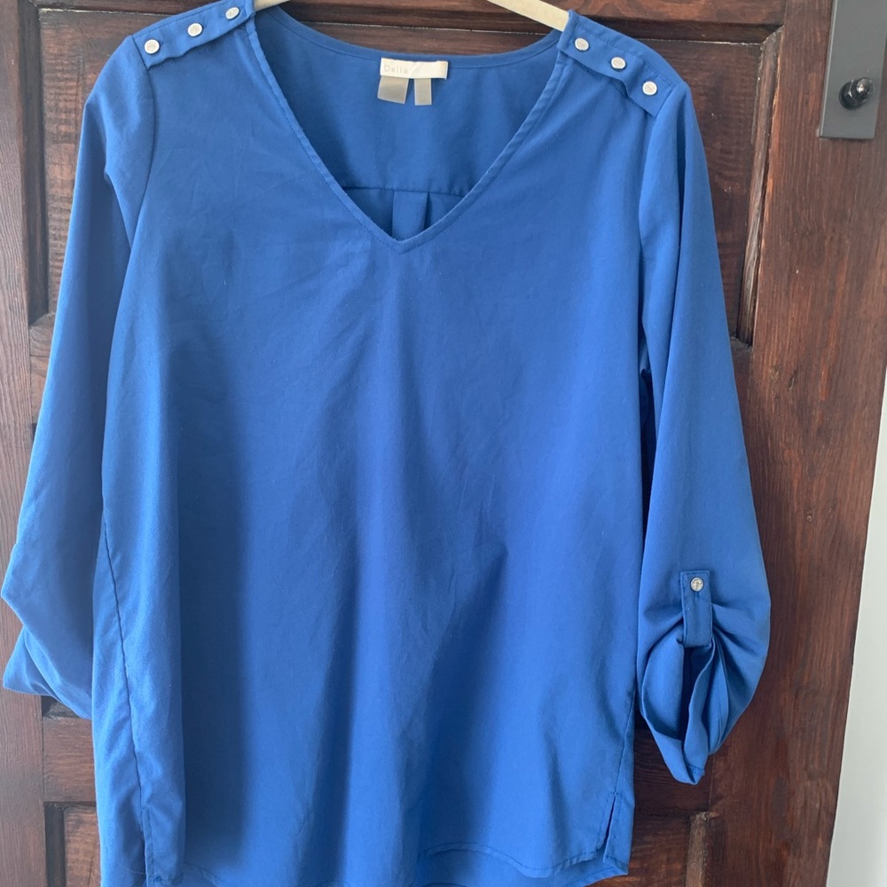 Blue Long Sleeve Blouse